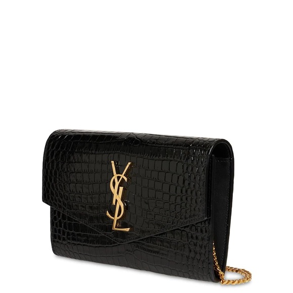 New! Authentic Saint Laurent YSL Uptown Croc-Effect Patent-Leather Bag - Picture 10 of 17